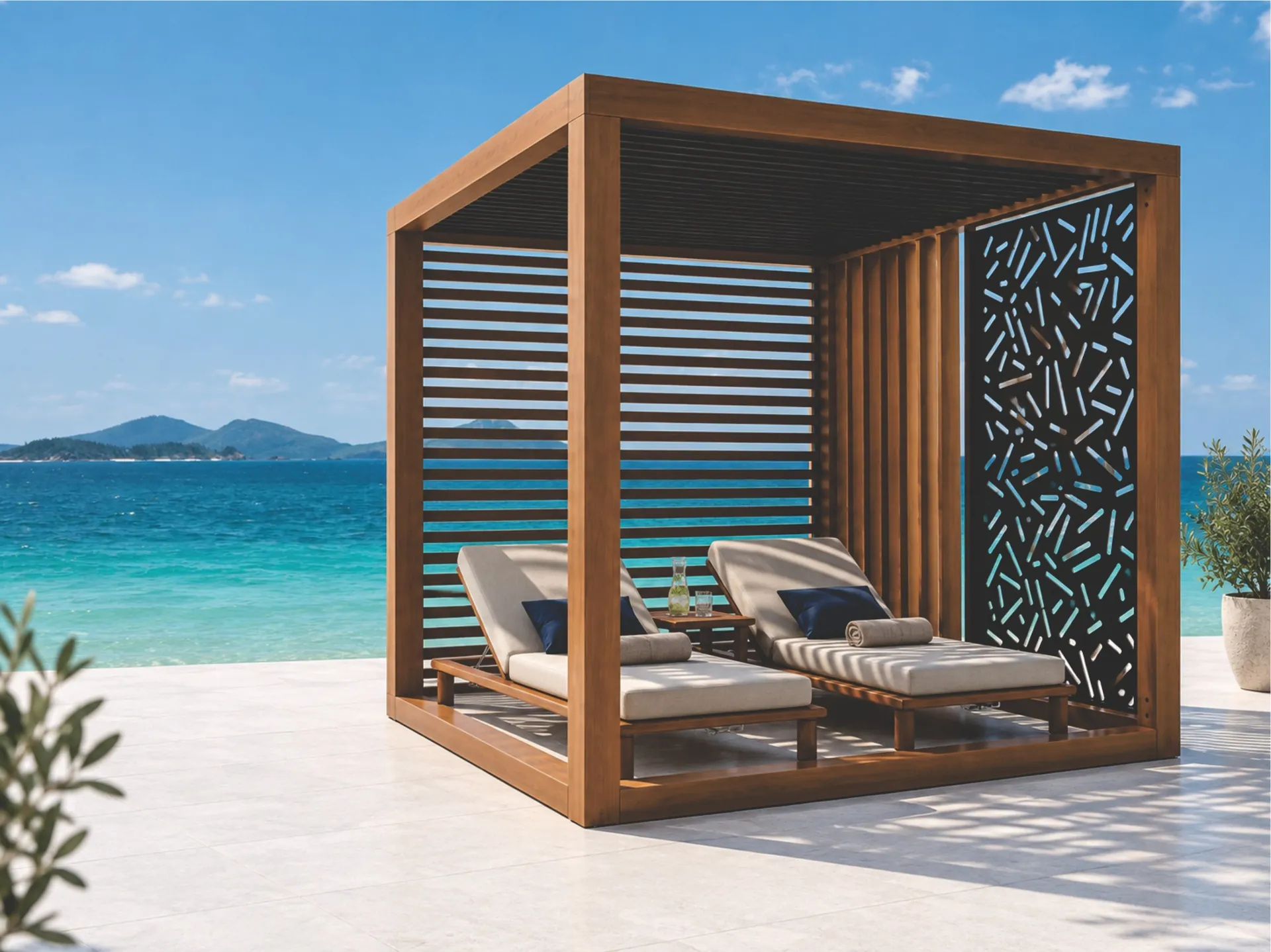 Woodgrain cabana · Beachfront