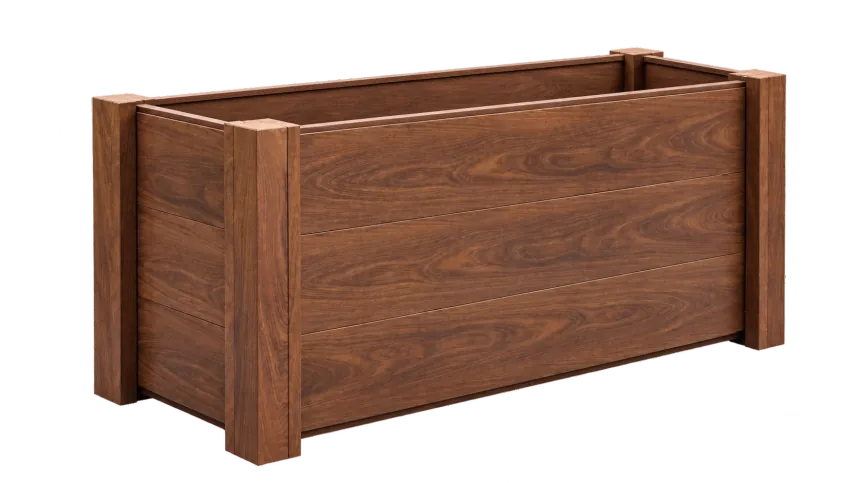 Highland Planter in woodgrain aluminum